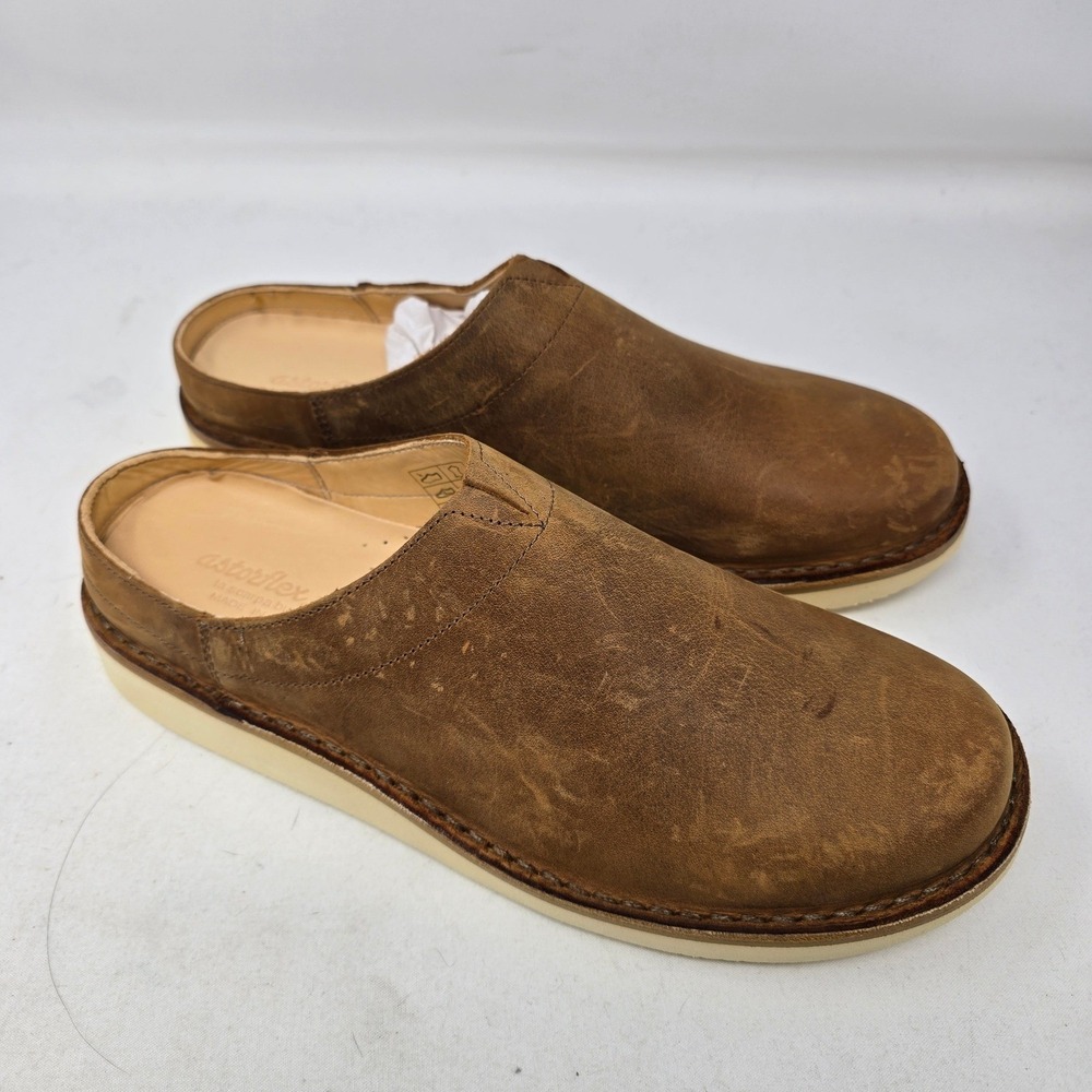 Astorflex Sandflex Mules Mens 44 US 11 Brown Leather Slip On Clogs Made in Italy
